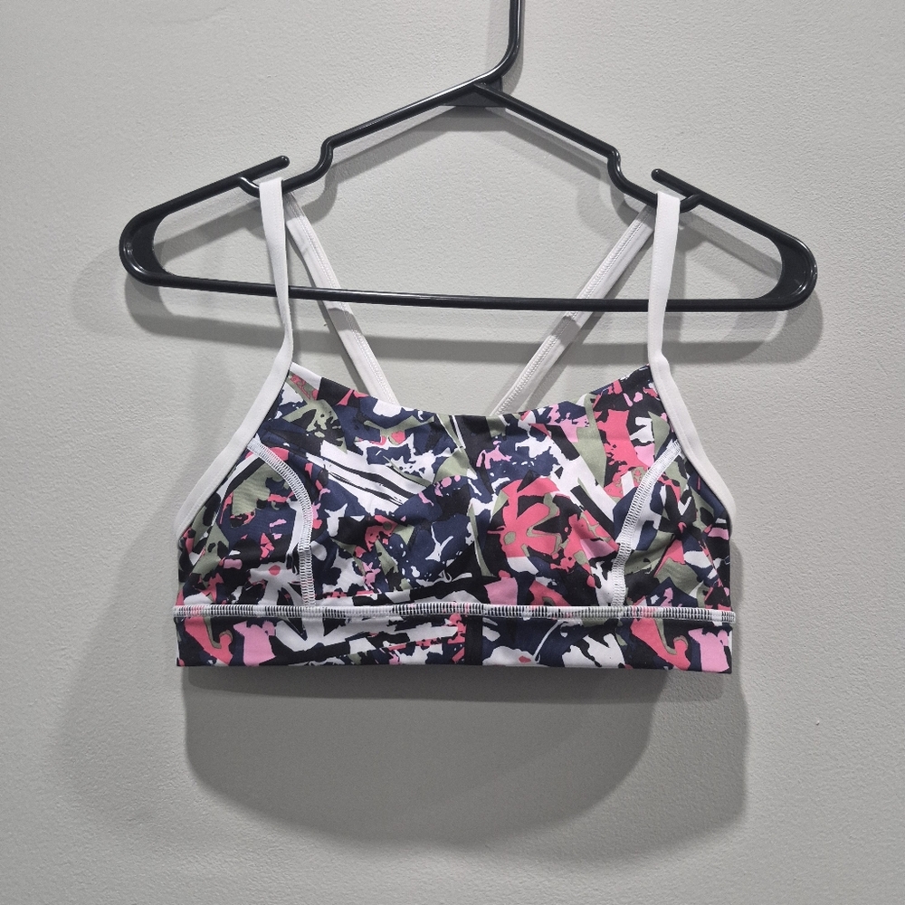 Lululemon Rise and Run Bra Mini Pop Cut Boom Juice Multi / White